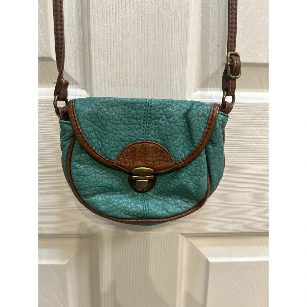 AMERICAN EAGLE OUTFITTERS Faux Pebbled Leather Small Crossbody Purse Green Y2K